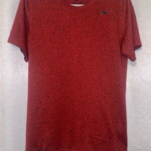 Nike DriFit Men's Shirt Size Small Red Black Heather Athletic Short Sleeve